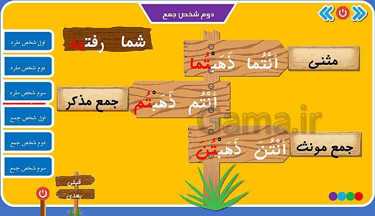 پاورپوینت آموزش صیغه‌های فعل ماضی عربی هفتم- پیش نمایش