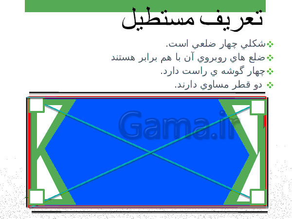 پاورپوینت ریاضی سوم دبستان | آموزش آسان محیط و مساحت مربع و مستطیل- پیش نمایش