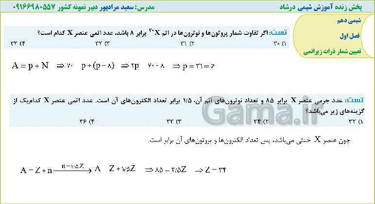 پاورپوینت شیمی کنکور  | شیمی 1: فصل اول (شمارش تعداد ذرات زیراتمی)- پیش نمایش