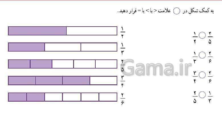 پاورپوینت آموزش فصل 3 ریاضی سوم دبستان | مقایسه‌ی کسرها- پیش نمایش