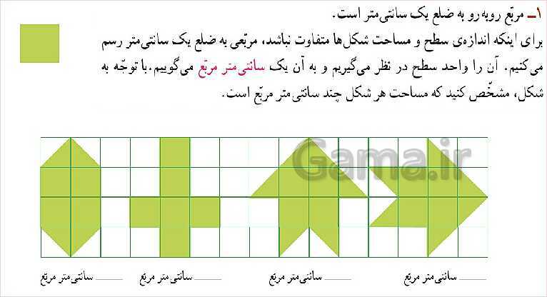 پاورپوینت آموزش قصل 5 ریاضی سوم دبستان | واحد اندازه‌گیری سطح- پیش نمایش