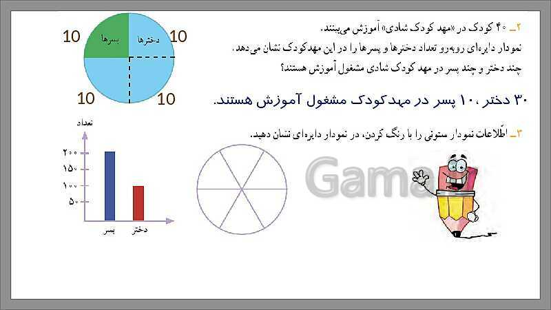 پاورپوینت آموزش فصل 7 ریاضی سوم دبستان | نمودار دایره‌ای- پیش نمایش