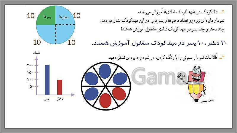 پاورپوینت آموزش فصل 7 ریاضی سوم دبستان | نمودار دایره‌ای- پیش نمایش