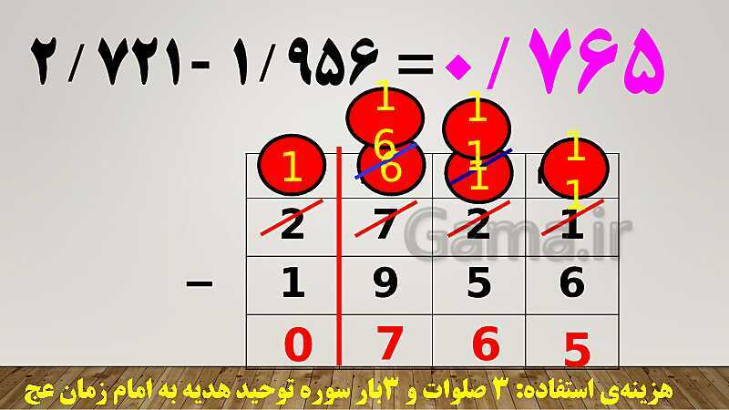 پاورپوینت حل سوالات جمع و تفریق اعداد اعشاری ریاضی ششم دبستان | درس 1: یادآوری- پیش نمایش