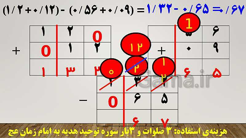 پاورپوینت حل سوالات جمع و تفریق اعداد اعشاری ریاضی ششم دبستان | درس 1: یادآوری- پیش نمایش