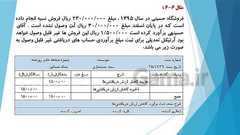 پاورپوینت درس کمک متصدی امور مالی یازدهم کاردانش | فصل 6: انجام عملیات مربوط به مطالبات- پیش نمایش