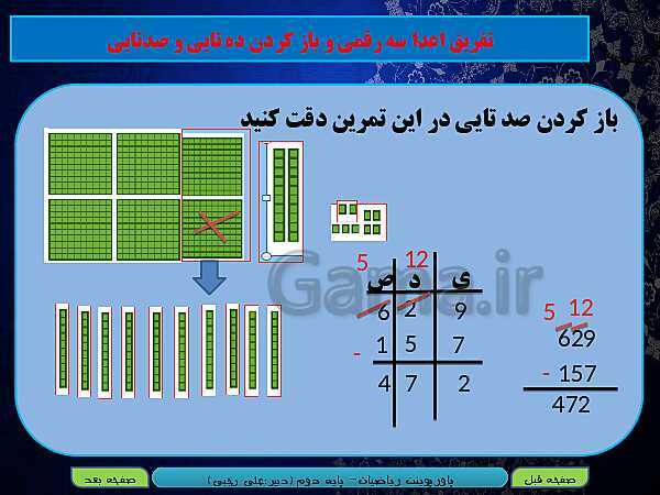 پاورپوینت تدریس کامل ریاضی دوم دبستان | فصل 6: جمع و تفریق اعداد سه رقمی - پیش نمایش