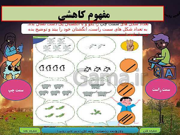 پاورپوینت تدریس ریاضی اول دبستان | تم 5: جمع و تفریق با چوب خط- پیش نمایش