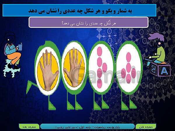 پاورپوینت تدریس تدریس ریاضی اول دبستان | تم 9: آشنایی با 0 و 5 و تقارن- پیش نمایش