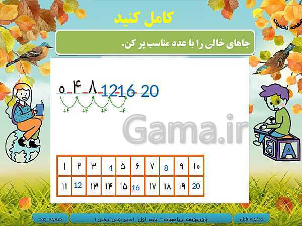 پاورپوینت تدریس ریاضی اول دبستان | تم 18: شمردن چندتایی- پیش نمایش