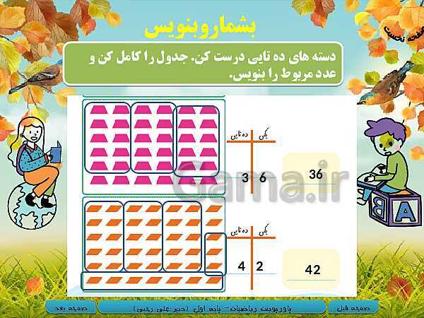 پاورپوینت تدریس ریاضی اول دبستان | تم 20: آموزش عددهای دو رقمی و کسب مهارت در شمارش اعداد- پیش نمایش