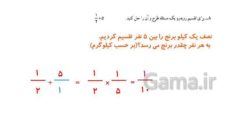 پاورپوینت کتاب محور پاسخ به تمام سوالات ریاضی ششم دبستان | فصل 2: کسر- پیش نمایش