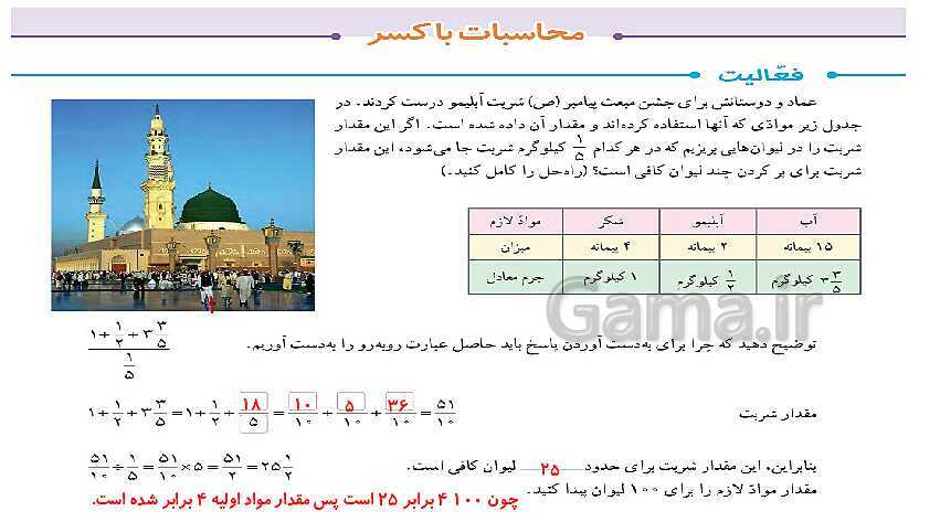 پاورپوینت کتاب محور پاسخ به تمام سوالات ریاضی ششم دبستان | فصل 2: کسر- پیش نمایش