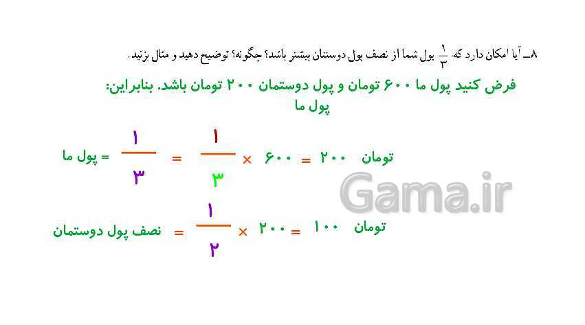 پاورپوینت کتاب محور پاسخ به تمام سوالات ریاضی ششم دبستان | فصل 2: کسر- پیش نمایش