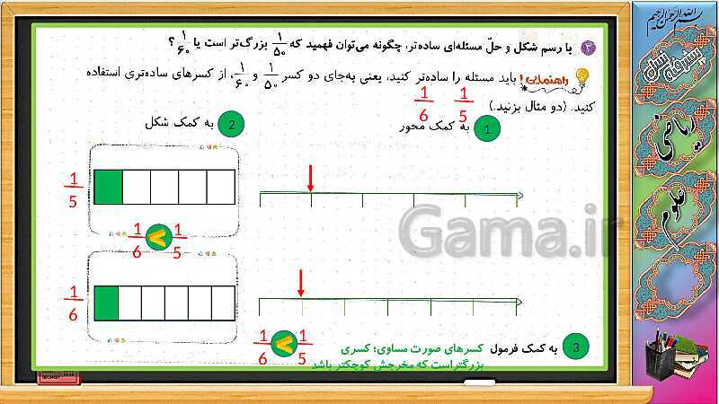 پاورپوینت آموزش ریاضی چهارم دبستان | شناخت کسرها (ص. 26 و 27)- پیش نمایش