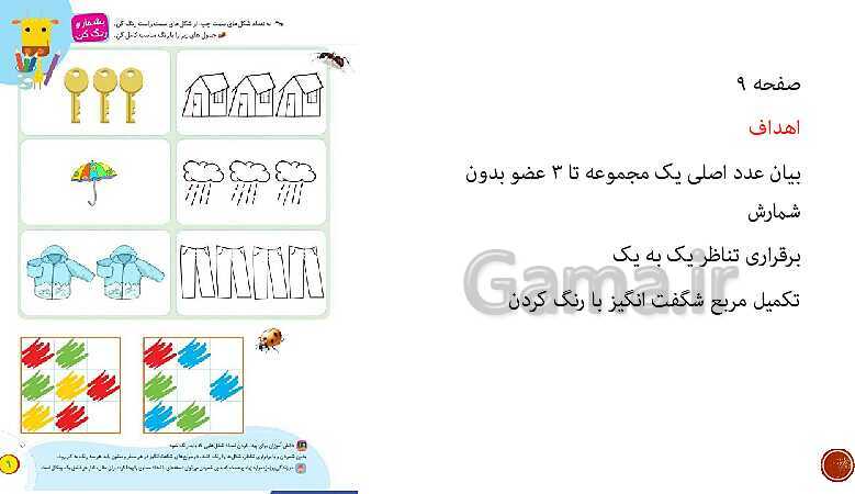 پاورپوینت آموزش اهداف تم‌های 1 تا 9 کتاب ریاضی اول دبستان- پیش نمایش