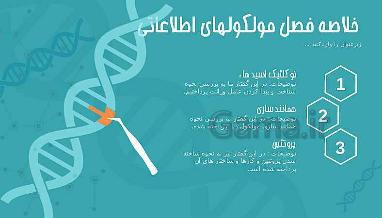 پاورپوینت تدریس زیست شناسی سال دوازدهم |  فصل 1: مولکول‌های اطلاعاتی- پیش نمایش