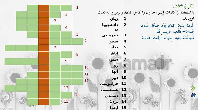 پاورپوینت تدریس درس دوم عربی هفتم | قسمت اول تا پنجم- پیش نمایش