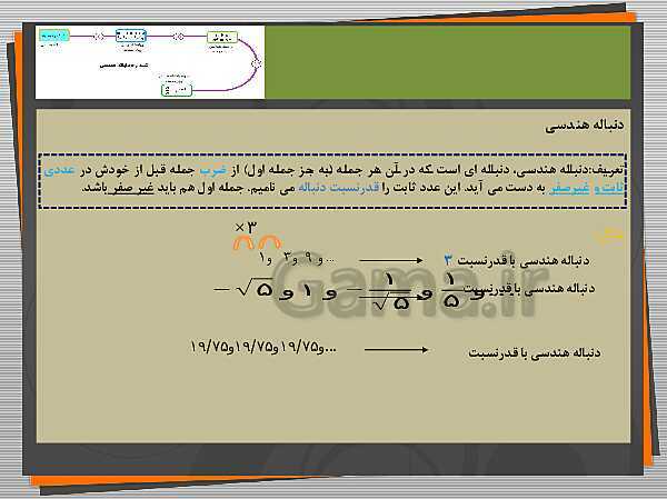 پاورپوینت آموزش ریاضی 1 سال دهم | دنباله‌ های هندسی- پیش نمایش