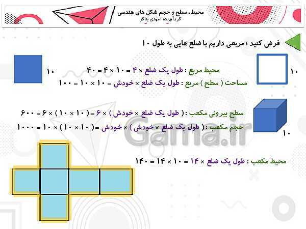 محیط، مساحت و حجم اشکال هندسی- پیش نمایش