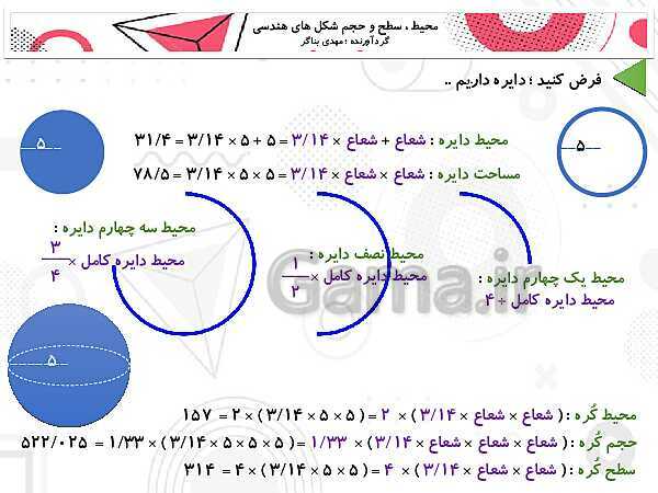 محیط، مساحت و حجم اشکال هندسی- پیش نمایش