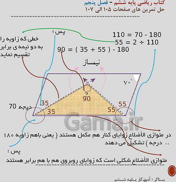 حل تمرین‌های صفحه 105 تا 107 ریاضی پایه ششم- پیش نمایش