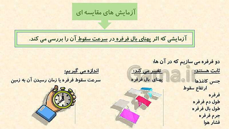 پاورپوینت تدریس علوم پنجم ابتدائی | درس 1: زنگ علوم (کاوشگری با تغییر عامل‌ها)- پیش نمایش