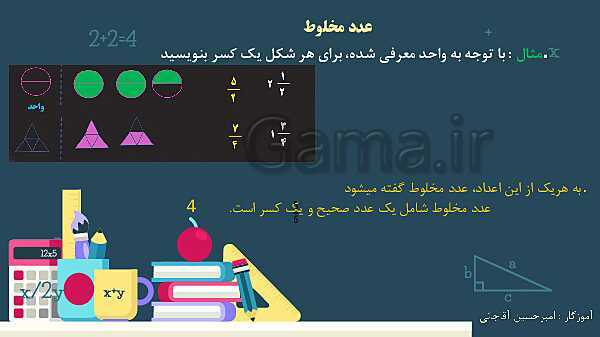 پاورپوینت آموزش و تمرین فصل 2: کسر | ریاضی ششم دبستان- پیش نمایش