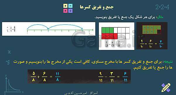 پاورپوینت آموزش و تمرین فصل 2: کسر | ریاضی ششم دبستان- پیش نمایش