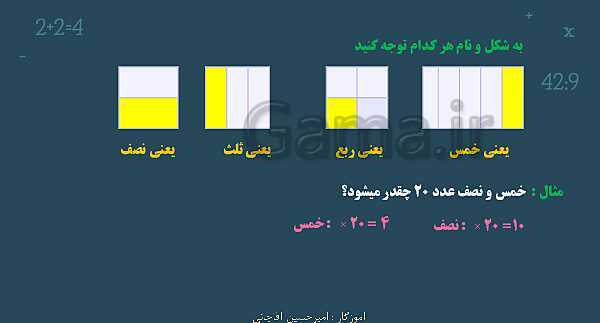 پاورپوینت آموزش و تمرین فصل 2: کسر | ریاضی ششم دبستان- پیش نمایش