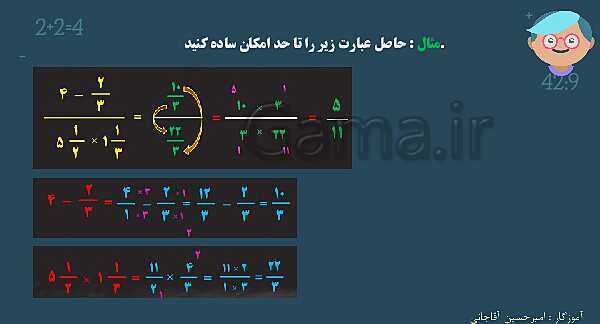 پاورپوینت آموزش و تمرین فصل 2: کسر | ریاضی ششم دبستان- پیش نمایش