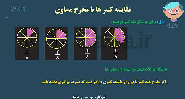 پاورپوینت آموزش و تمرین فصل 2: کسر | ریاضی ششم دبستان- پیش نمایش