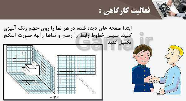 پاورپوینت پودمان 3: ترسیم سه نما و حجم | درس نقشه کشی فنی رایانه‌ای پایه دهم شاخه فنی- پیش نمایش