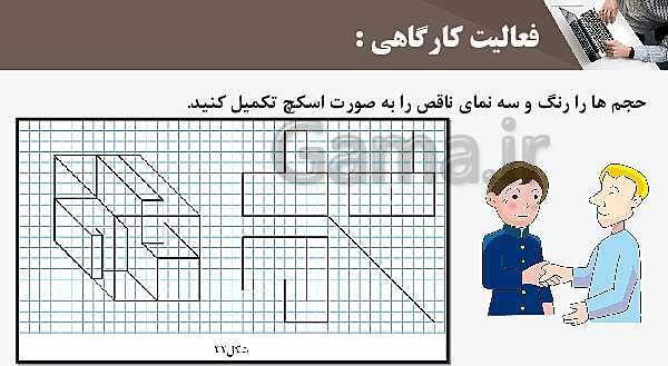 پاورپوینت پودمان 3: ترسیم سه نما و حجم | درس نقشه کشی فنی رایانه‌ای پایه دهم شاخه فنی- پیش نمایش