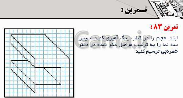 پاورپوینت پودمان 3: ترسیم سه نما و حجم | درس نقشه کشی فنی رایانه‌ای پایه دهم شاخه فنی- پیش نمایش