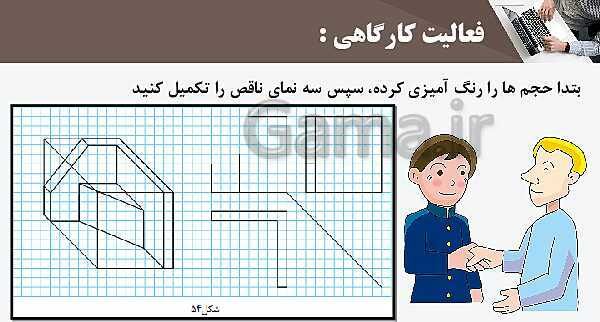 پاورپوینت پودمان 3: ترسیم سه نما و حجم | درس نقشه کشی فنی رایانه‌ای پایه دهم شاخه فنی- پیش نمایش