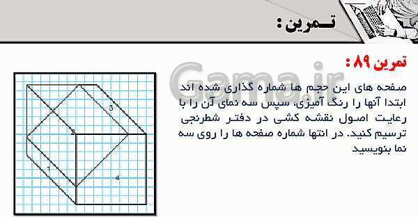 پاورپوینت پودمان 3: ترسیم سه نما و حجم | درس نقشه کشی فنی رایانه‌ای پایه دهم شاخه فنی- پیش نمایش