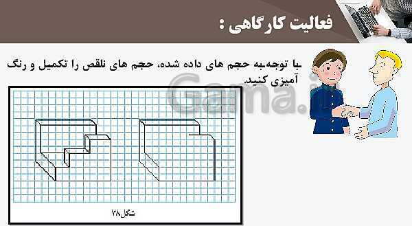 پاورپوینت پودمان 3: ترسیم سه نما و حجم | درس نقشه کشی فنی رایانه‌ای پایه دهم شاخه فنی- پیش نمایش