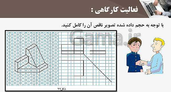 پاورپوینت پودمان 3: ترسیم سه نما و حجم | درس نقشه کشی فنی رایانه‌ای پایه دهم شاخه فنی- پیش نمایش