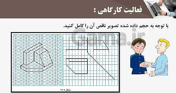 پاورپوینت پودمان 3: ترسیم سه نما و حجم | درس نقشه کشی فنی رایانه‌ای پایه دهم شاخه فنی- پیش نمایش