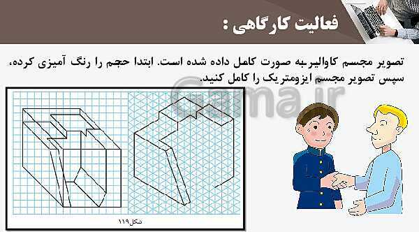 پاورپوینت پودمان 3: ترسیم سه نما و حجم | درس نقشه کشی فنی رایانه‌ای پایه دهم شاخه فنی- پیش نمایش