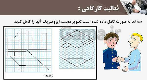 پاورپوینت پودمان 3: ترسیم سه نما و حجم | درس نقشه کشی فنی رایانه‌ای پایه دهم شاخه فنی- پیش نمایش