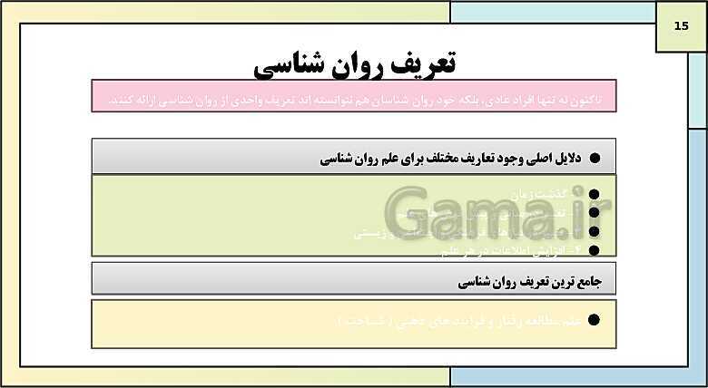 پاورپوینت درس 1: روان شناسی (تعریف و روش مورد مطالعه) | روانشناسی یازدهم دبیرستان- پیش نمایش