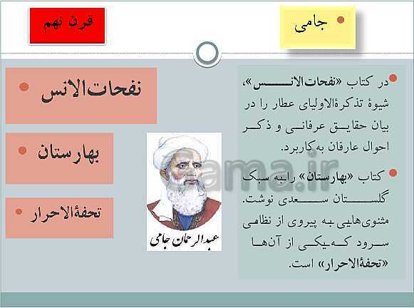 پاورپوینت علوم و فنون ادبی (2) یازدهم انسانی | درس 1: تاریخ ادبیات فارسی در قرن های 7 و 8 و 9- پیش نمایش