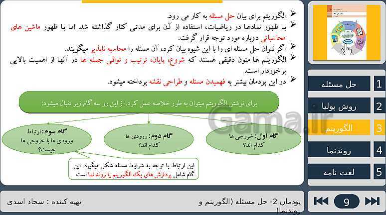 پاورپوینت تدریس پودمان دوم درس دانش فنی پایه رشته شبکه و نرم افزار: حل مسئله (الگوریتم و فلوچارت)- پیش نمایش