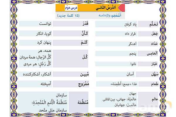 پاورپوینت آموزشی درس 2 عربی هشتم- پیش نمایش