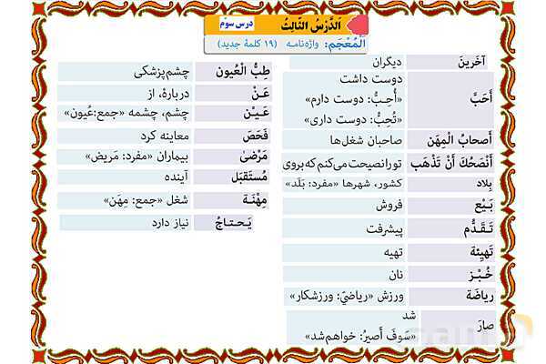 پاورپوینت آموزشی درس 3 عربی هشتم- پیش نمایش