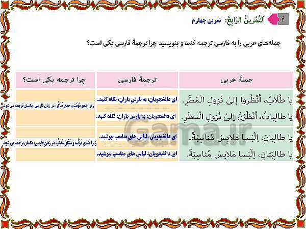 پاورپوینت درس 4 عربی نهم- پیش نمایش