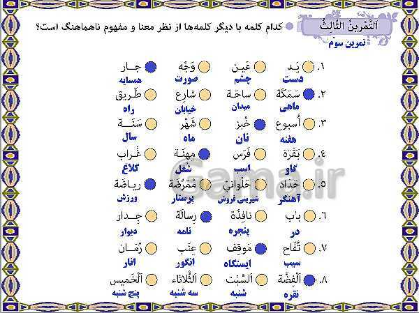 پاورپوینت آموزشی درس 5 عربی هشتم- پیش نمایش