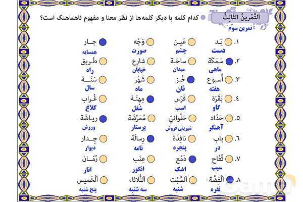 پاورپوینت آموزشی درس 5 عربی هشتم- پیش نمایش